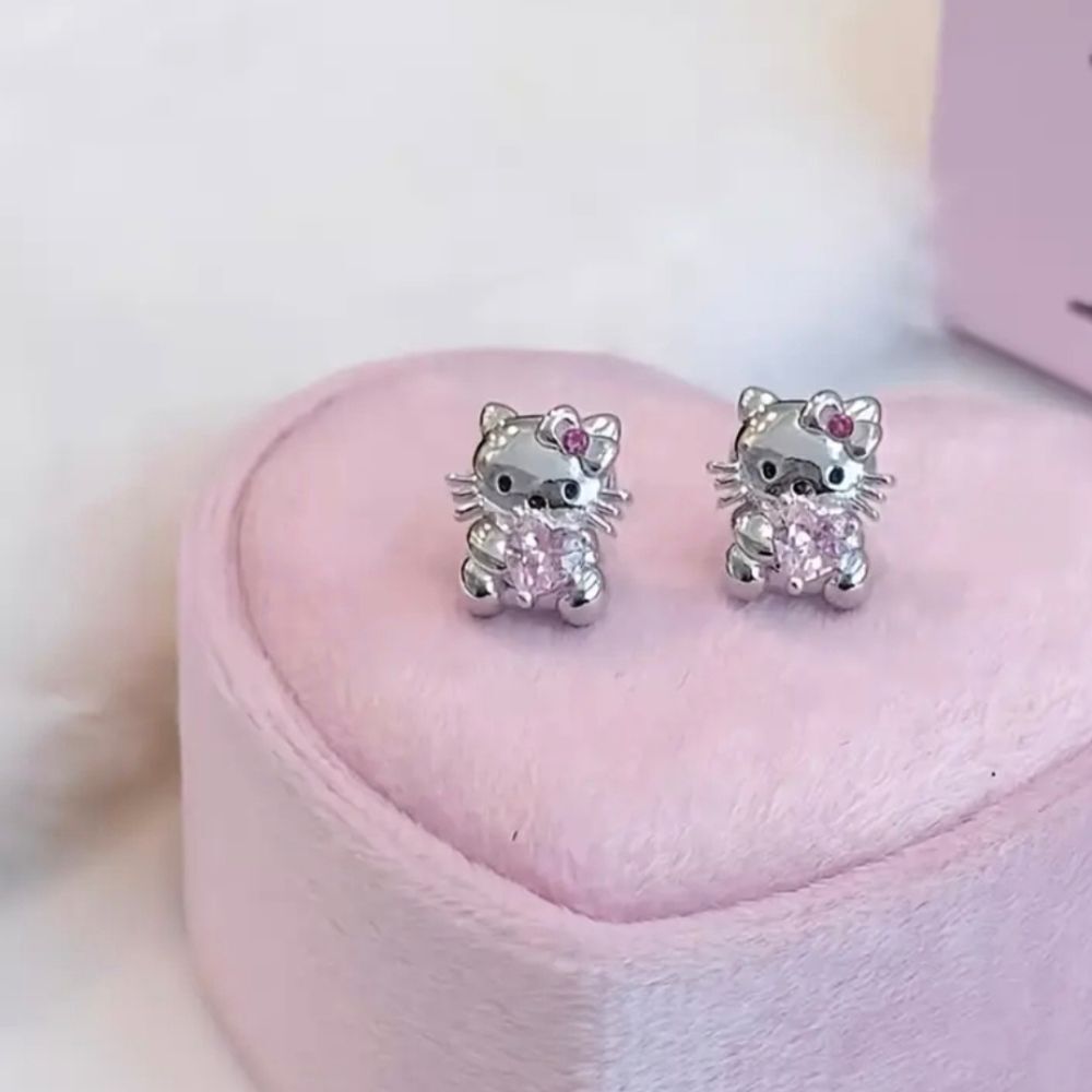 Hello Kitty Silver Titanium Steel Earrings